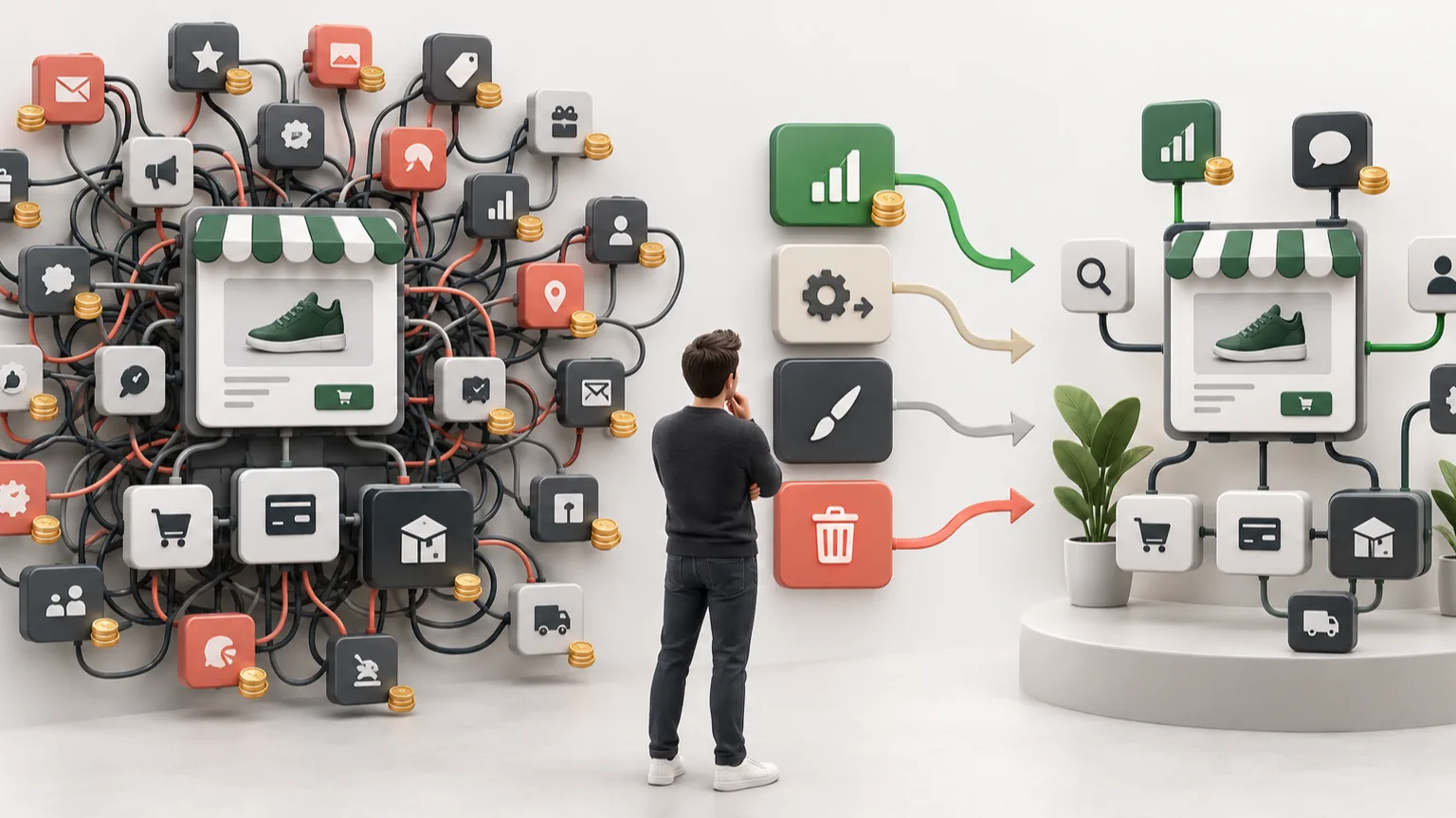 Shopify app stack audit separating costly dependencies into keep replace rebuild and remove paths