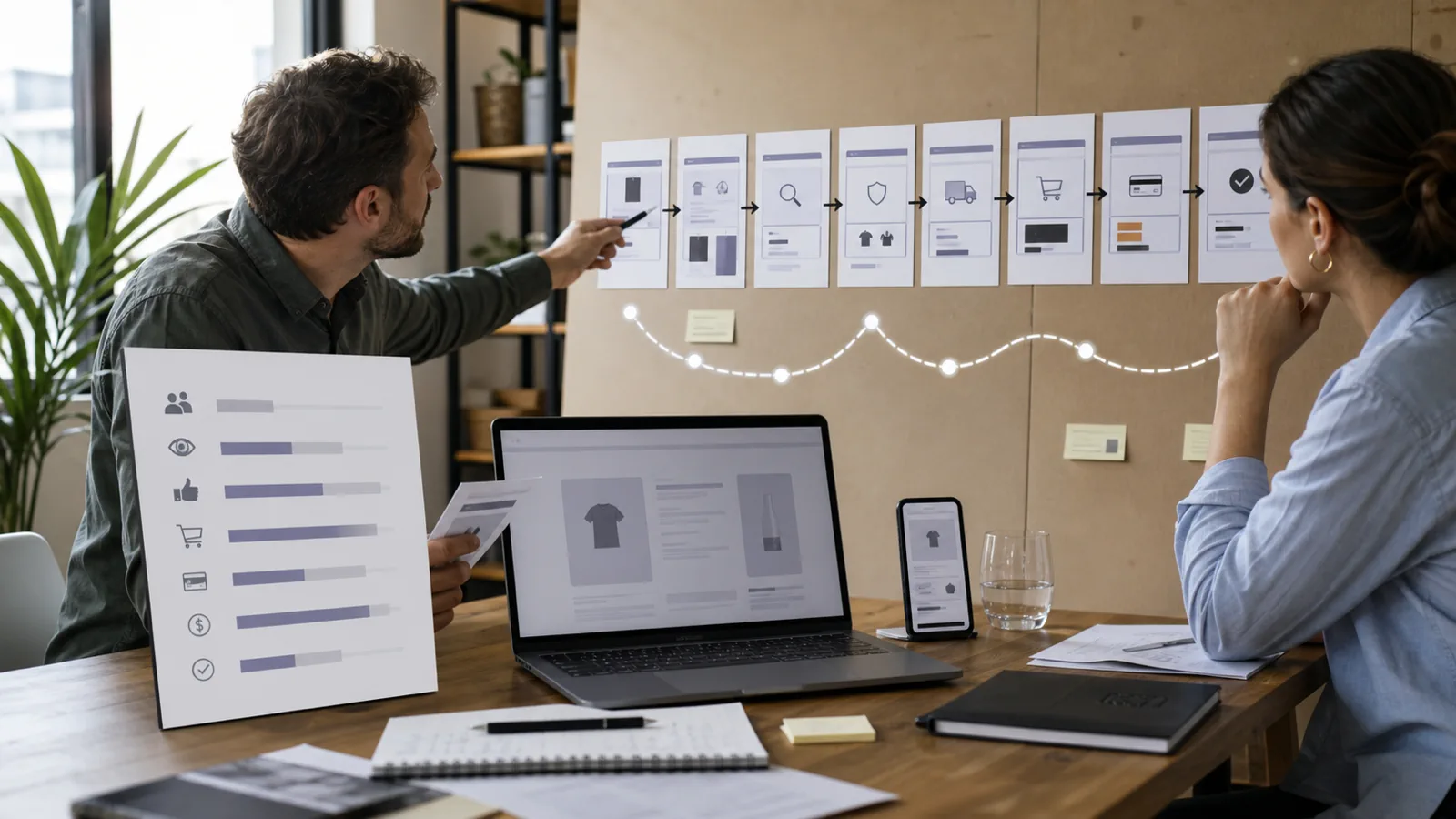 Founder comparing Shopify checkout benchmarks with the actual buyer journey audit