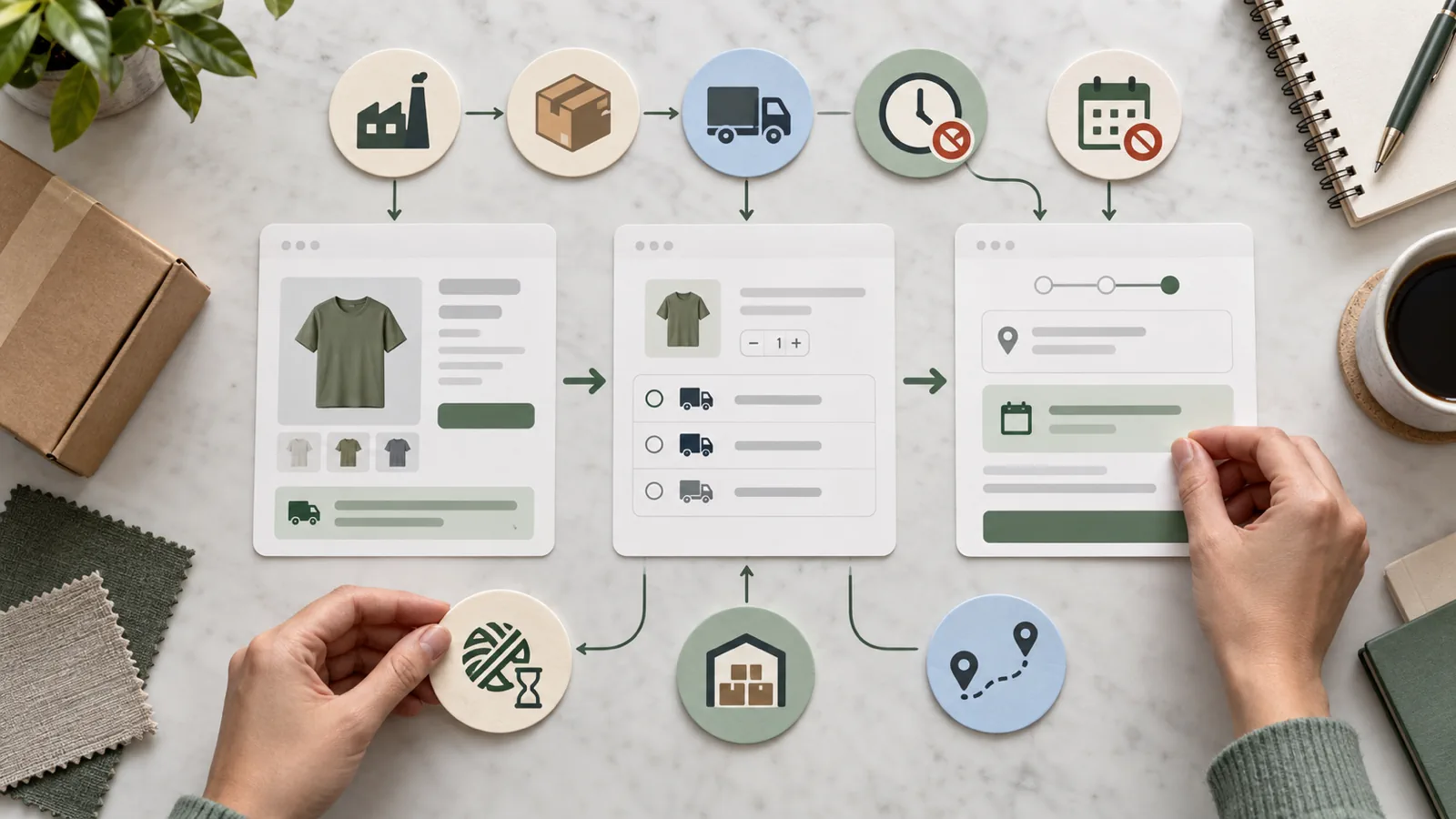 Shopify delivery timing handoff from PDP promise to checkout estimate