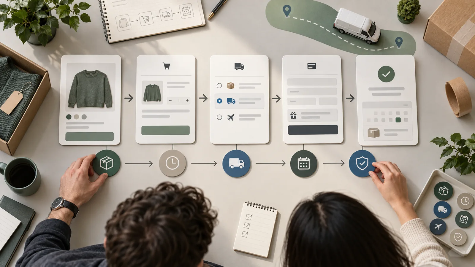 Shopify delivery promise map from PDP to cart and checkout