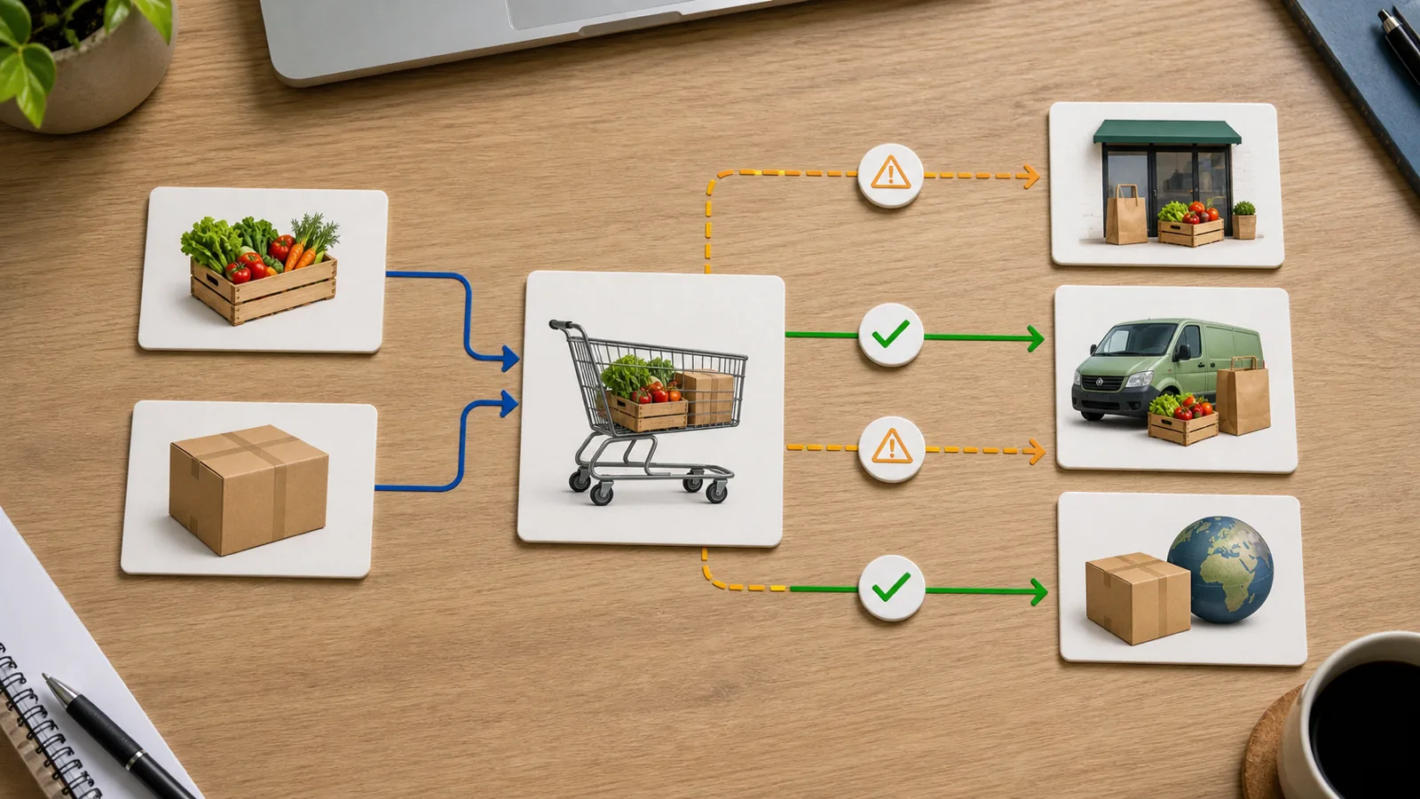 Mixed Shopify cart splitting local pickup delivery and shipping fulfillment paths