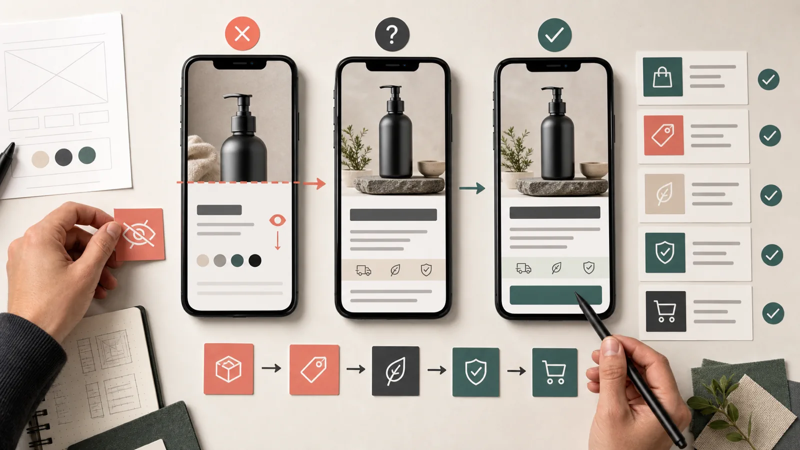 Mobile Shopify hero audit showing cropped and corrected first screens