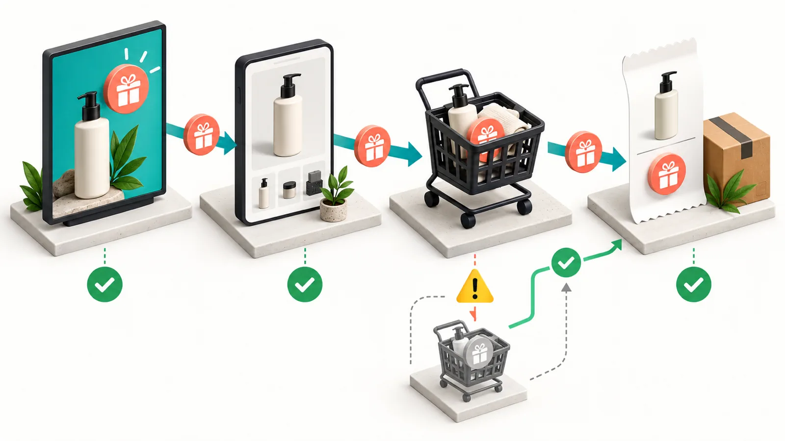 Offer promise checked consistently from campaign creative through product page, cart, and Shopify checkout