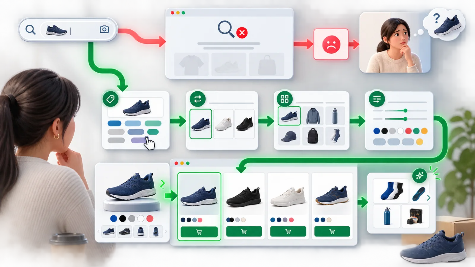 No-results recovery map for Shopify storefront search and product filters