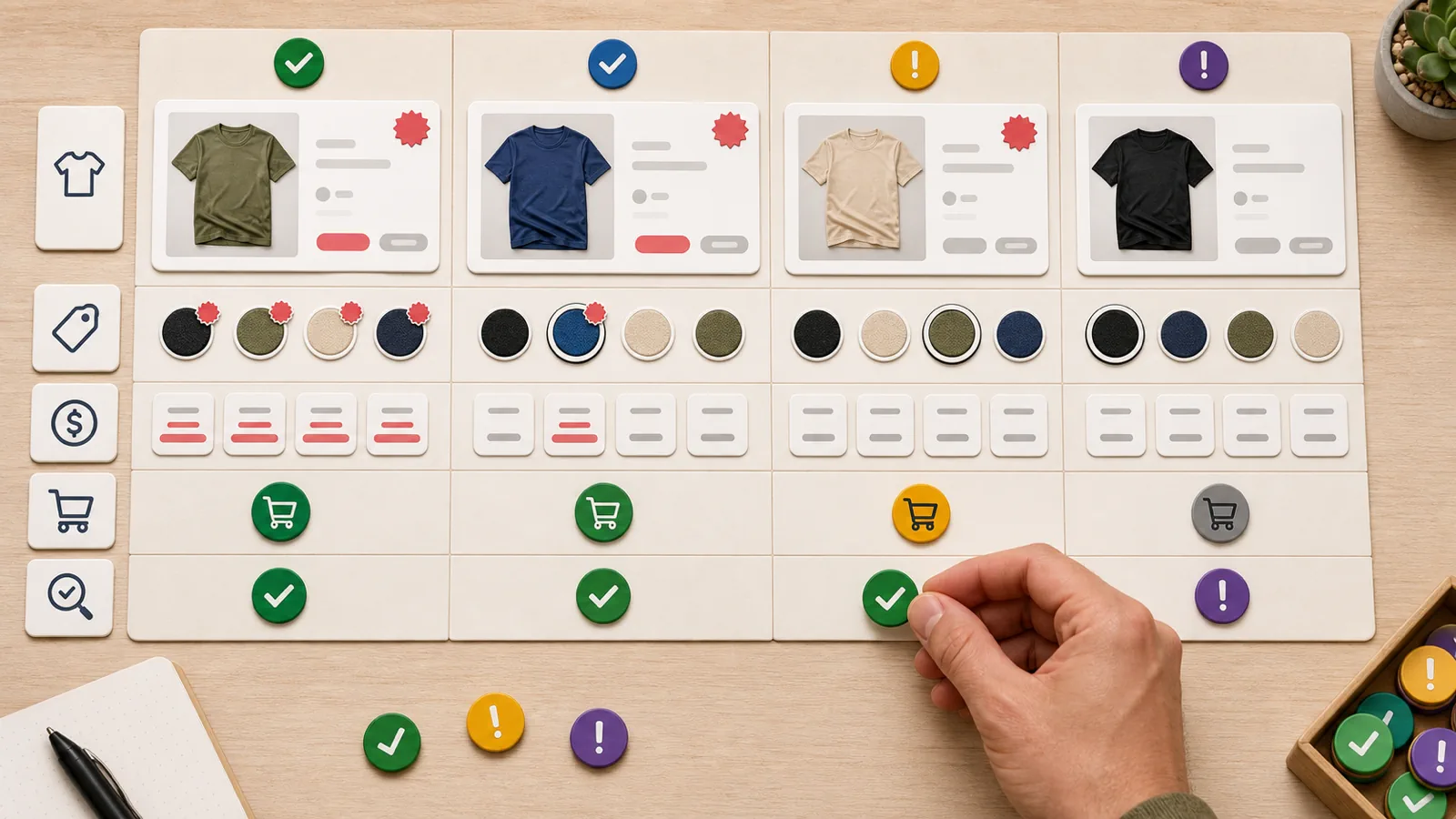 Variant sale price state matrix for Shopify product cards PDP selectors and cart