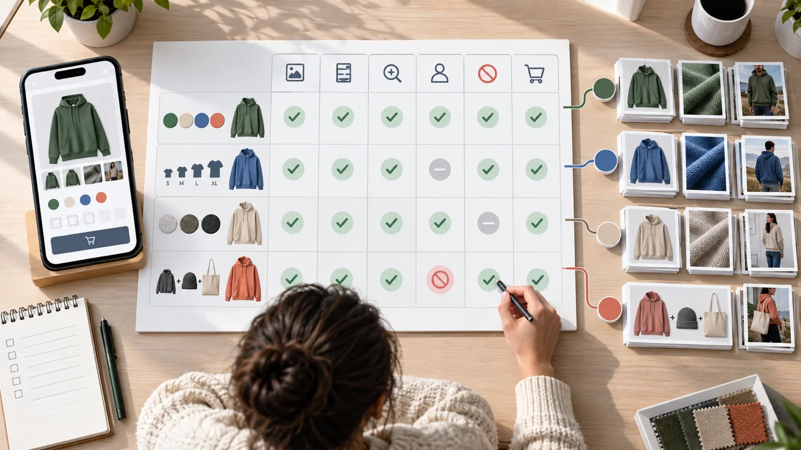 Variant media coverage audit board for product options and gallery evidence