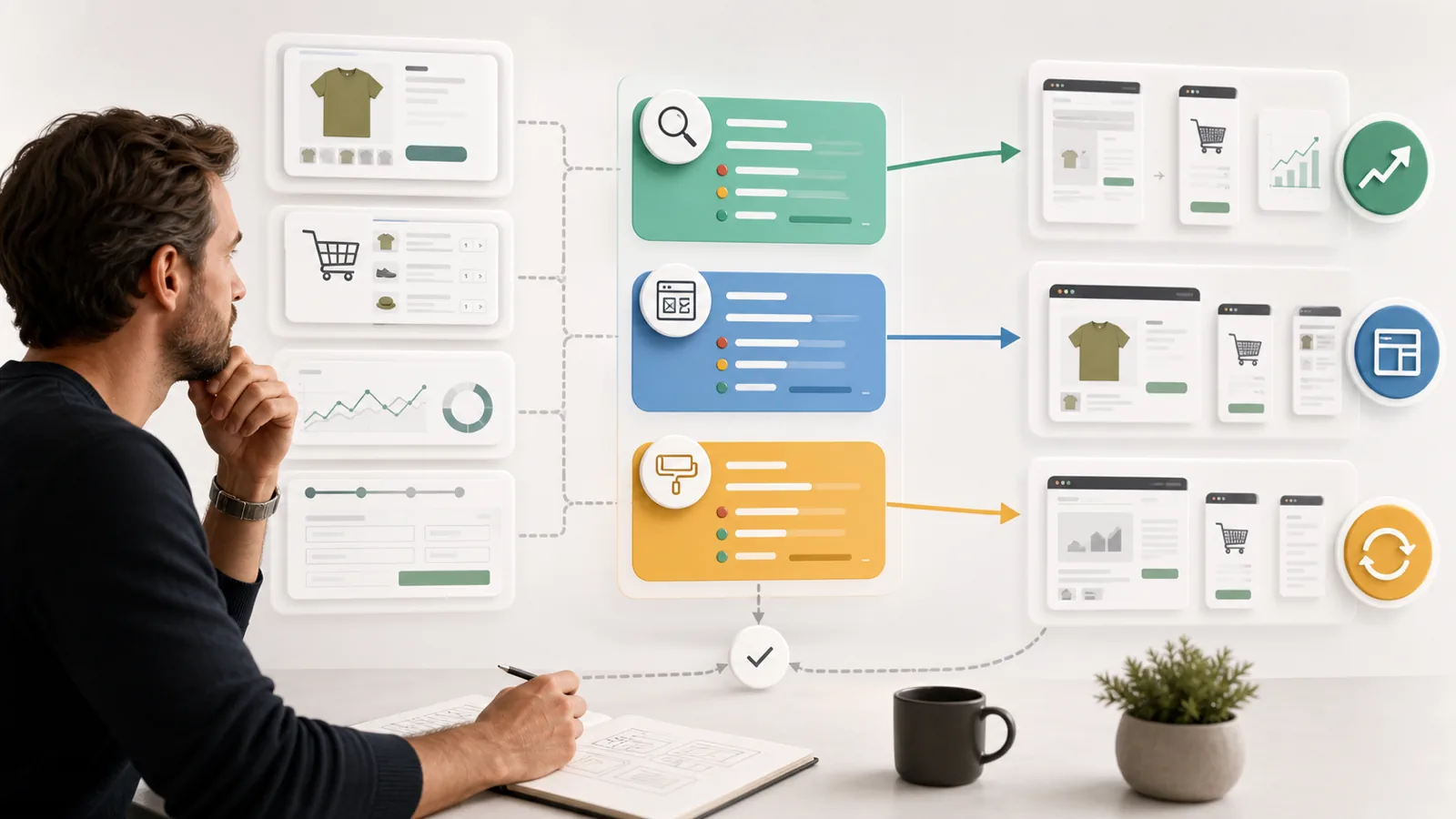 Founder comparing Shopify store audit paths before choosing CRO, PDP redesign, or full redesign