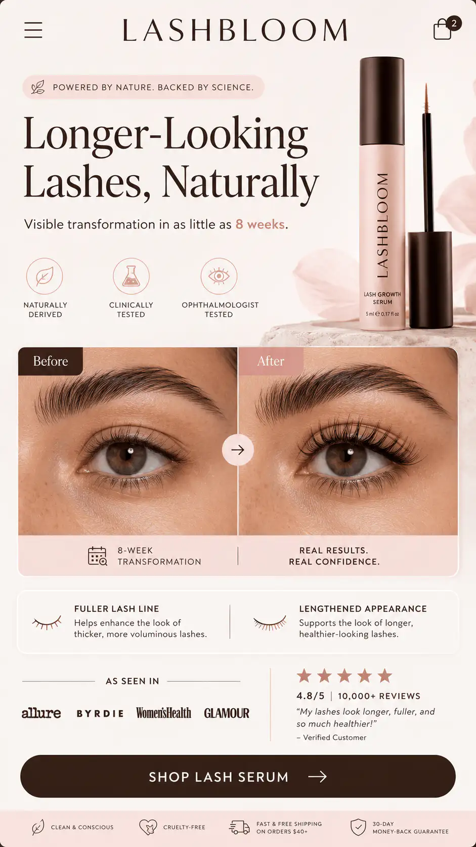 Lashbloom Lash Serum Before After Offer Section