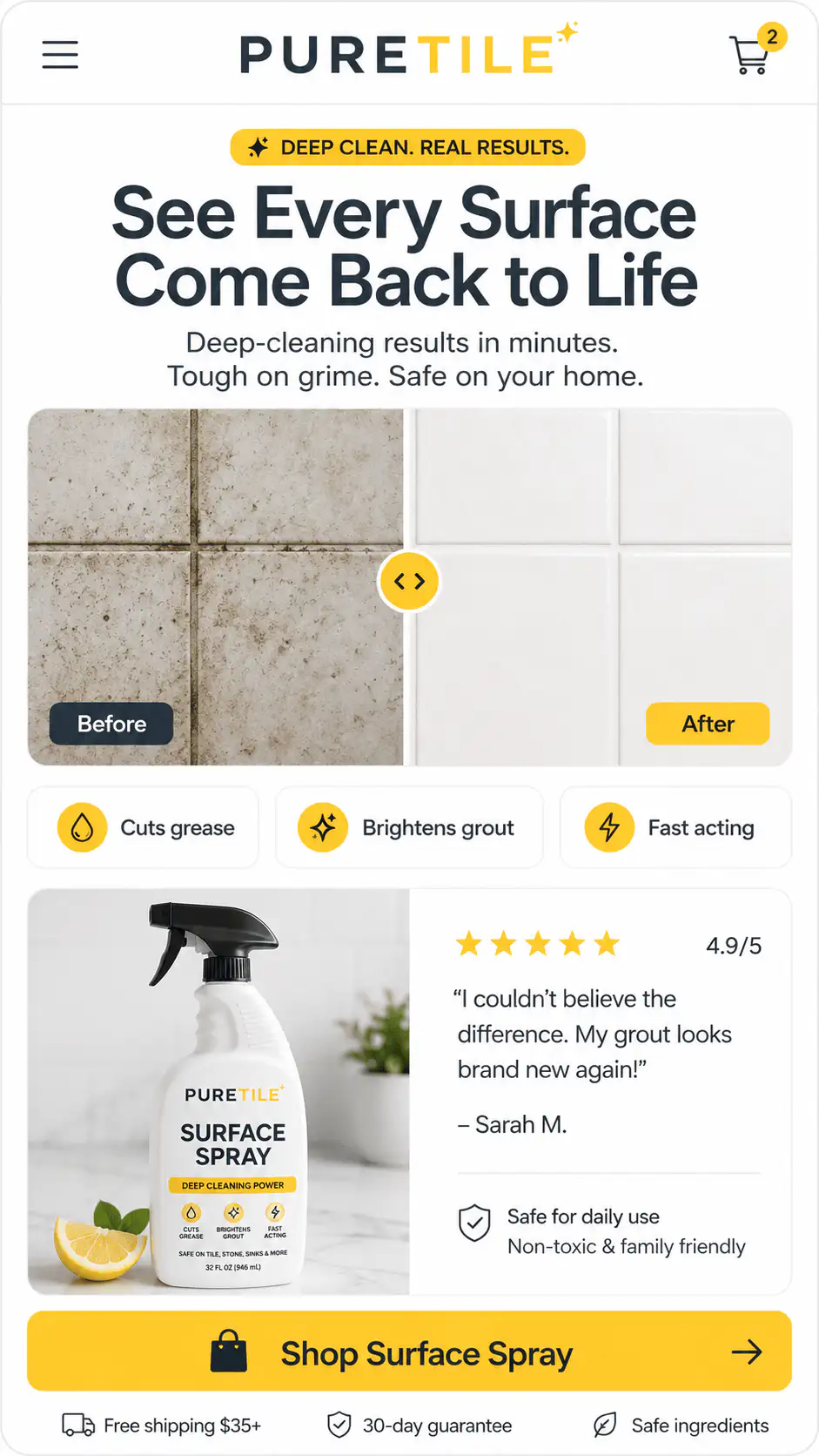 Puretile Surface Spray Before After Offer Section