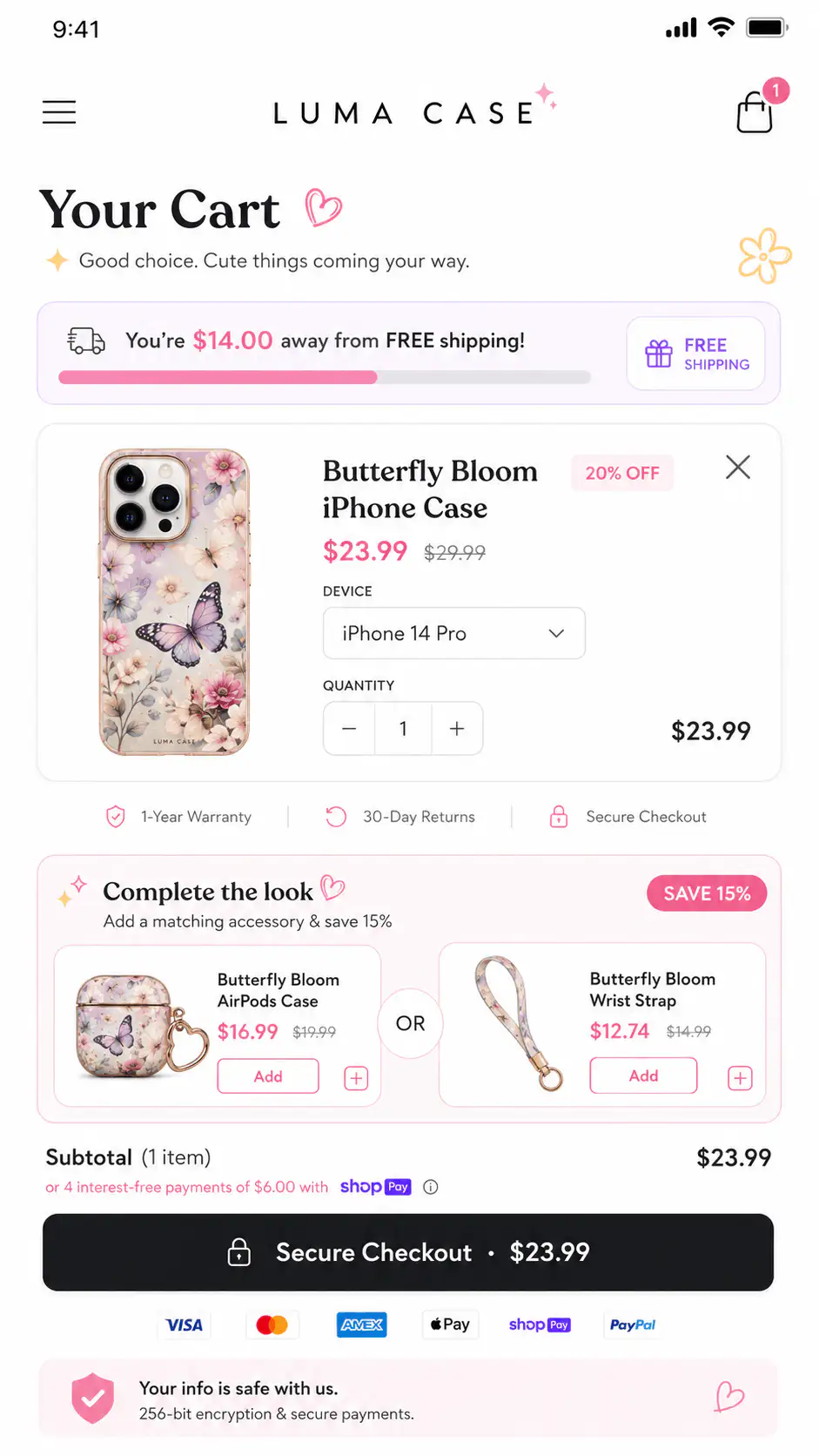 Luma Case Butterfly Bloom Cart Page