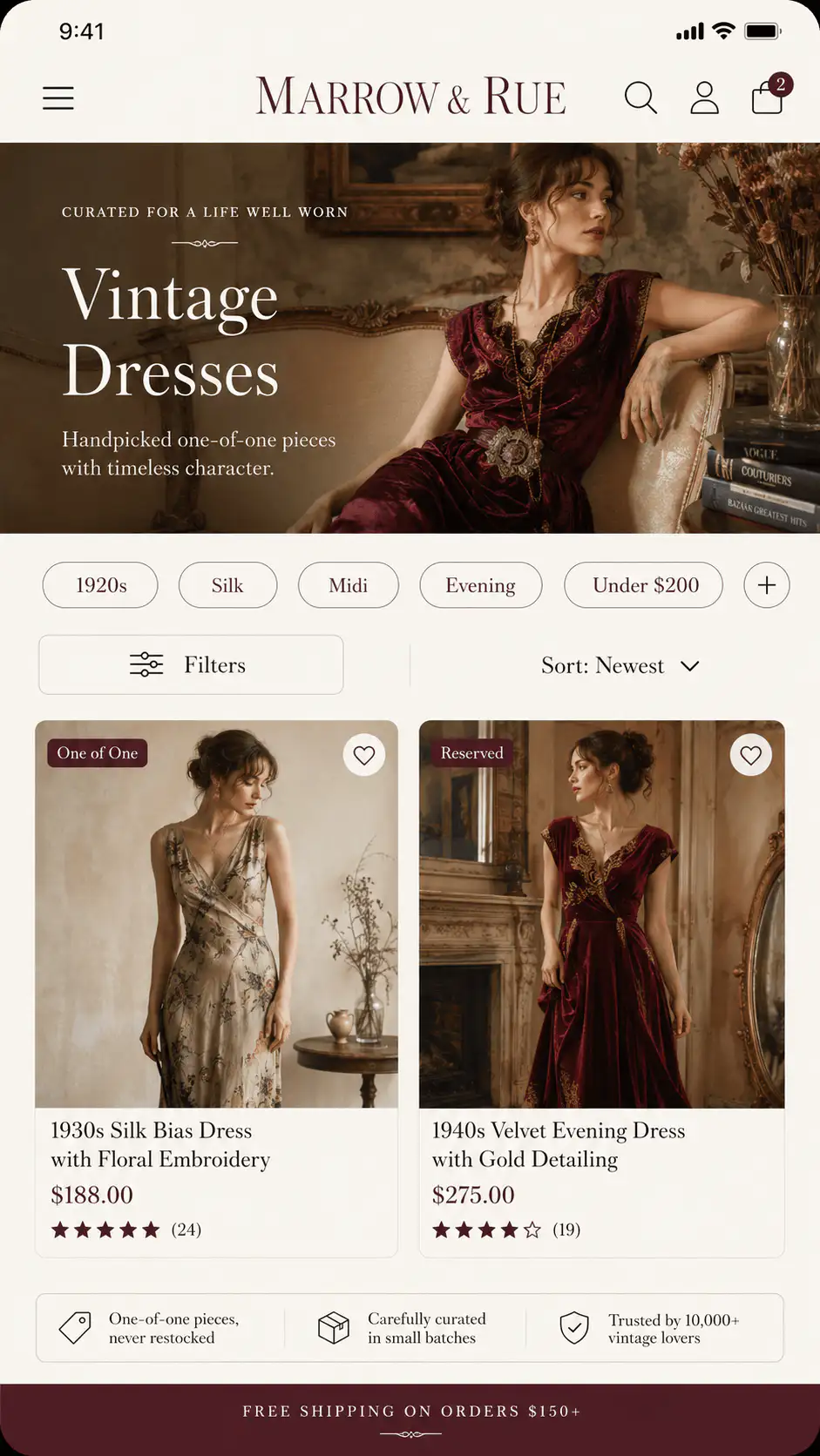 Marrow Rue Vintage Dresses Collection Page