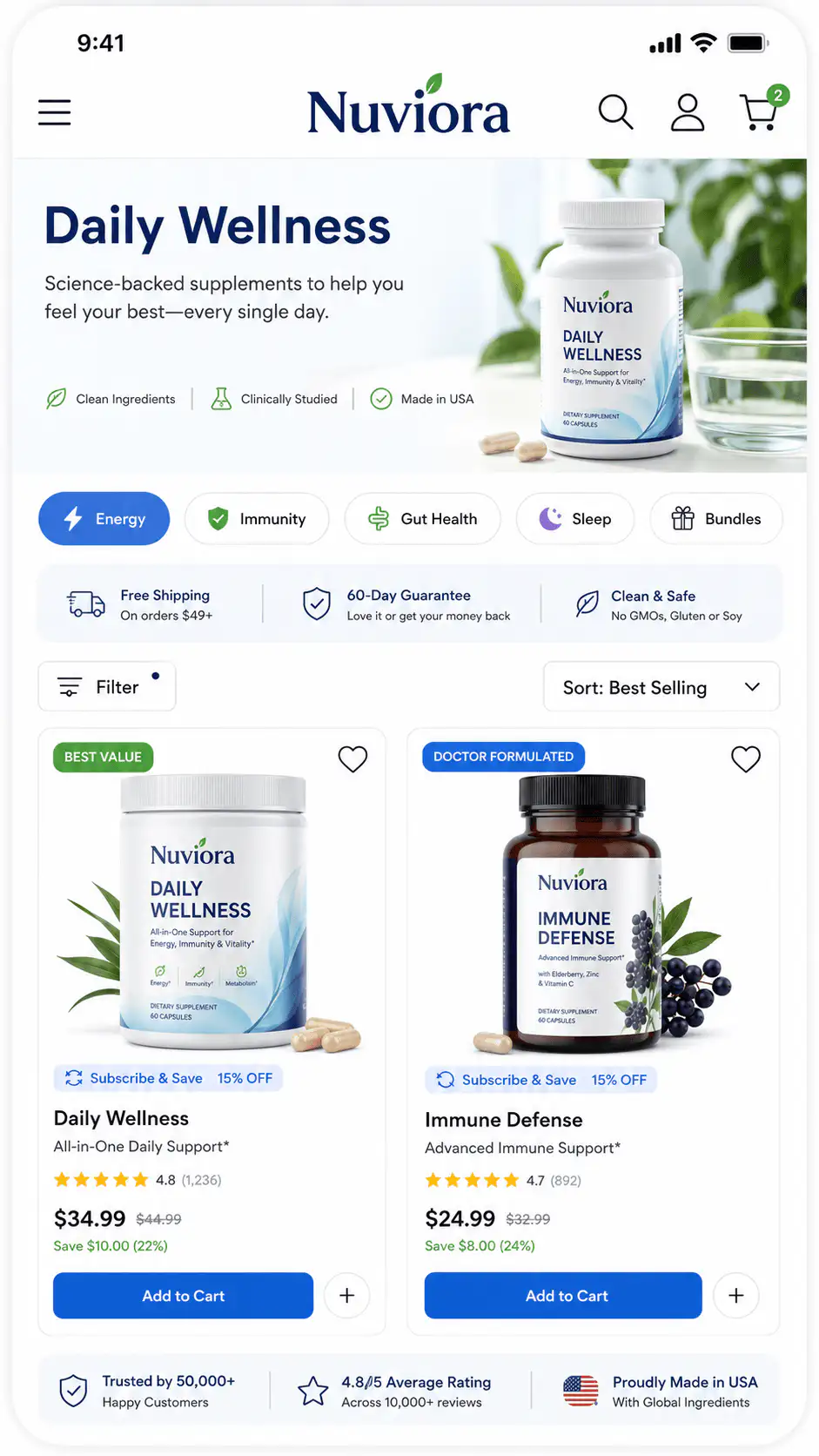 Nuviora Wellness Supplements Collection Page