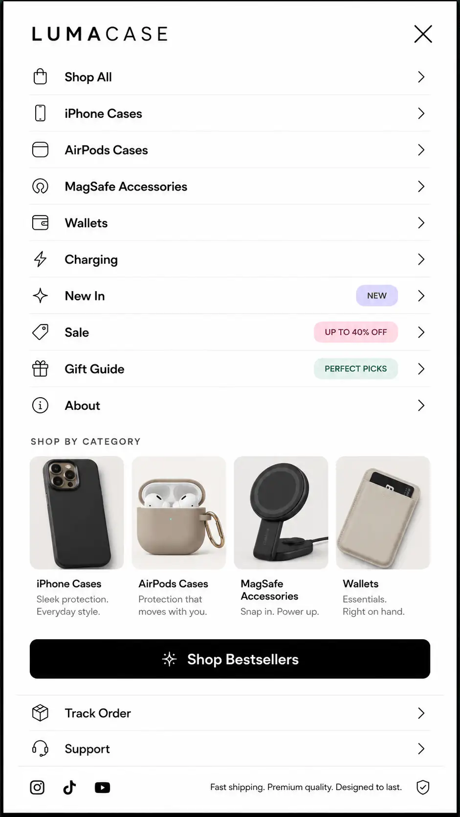 Mobile Shopify menu example showing category paths that support product discovery
