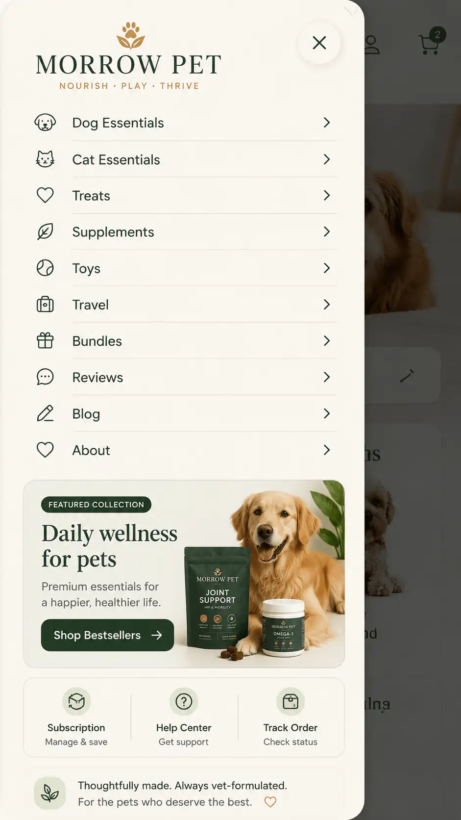Morrow Pet Mobile Menu