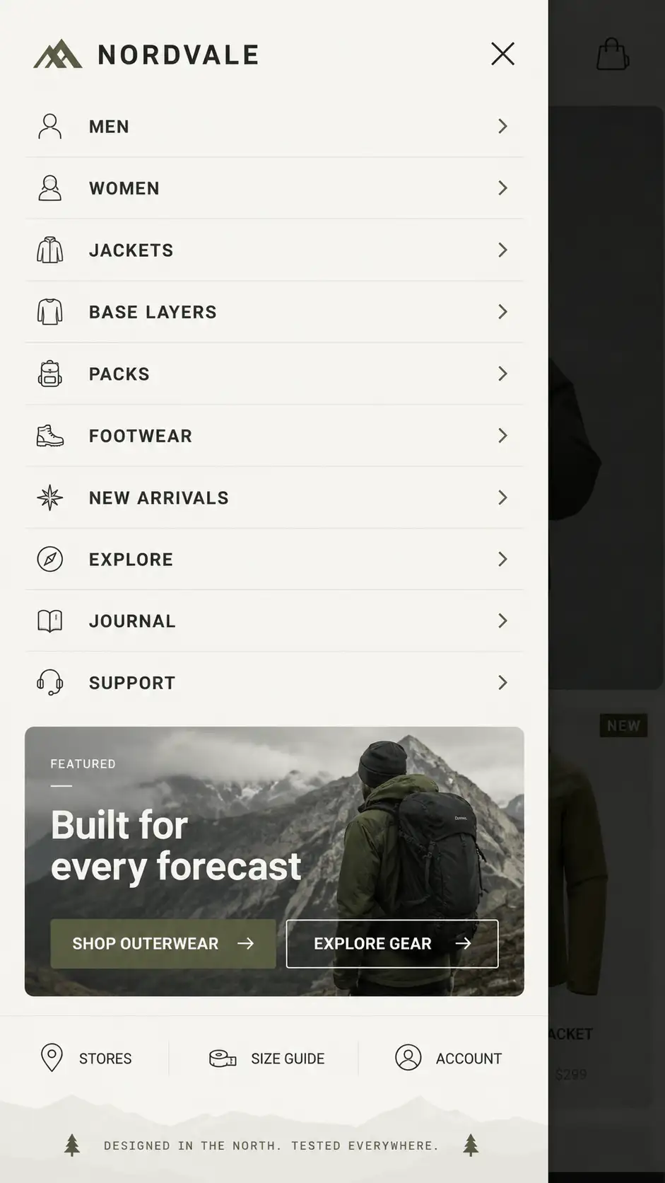 Nordvale Outdoor Mobile Menu