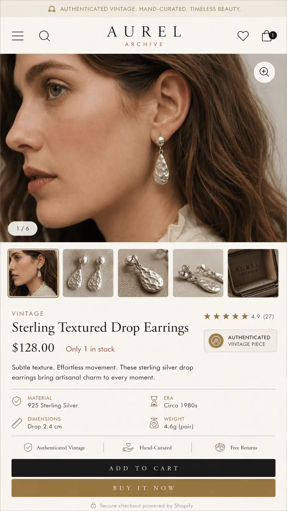 Aurel Vintage Earrings Product Page