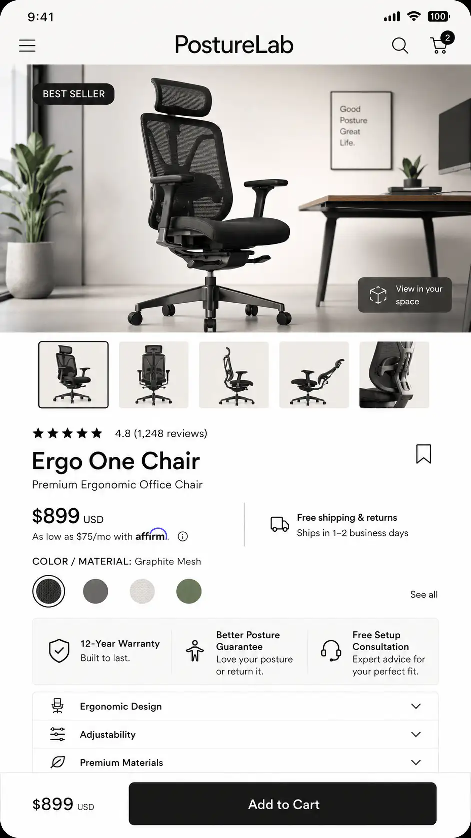 Posturelab Ergo Chair Product Page